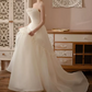 Dreamy Strapless Appliques Wedding Dresses Satin A-Line Bridal Dress C8849