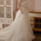 Dreamy Strapless Appliques Wedding Dresses Satin A-Line Bridal Dress C8849