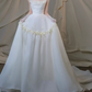 Dreamy Strapless Appliques Wedding Dresses Satin A-Line Bridal Dress C8849
