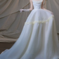 Dreamy Strapless Appliques Wedding Dresses Satin A-Line Bridal Dress C8849