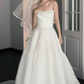 Dreamy Strapless Appliques Wedding Dresses Satin A-Line Bridal Dress C8849