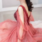 Attractive Gradient Red Prom Dress Sequins Tulle A-Line Evening Dress C8850