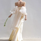 Elegant Off-Shoulder Satin Wedding Dresses High Slit Mermaid Bridal Dress C8851