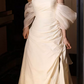 Elegant Off-Shoulder Satin Wedding Dresses High Slit Mermaid Bridal Dress C8851