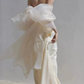 Elegant Off-Shoulder Satin Wedding Dresses High Slit Mermaid Bridal Dress C8851