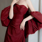 Charming Off-Shoulder Red Prom Dress High Slit A-Line Evening Dress C8853