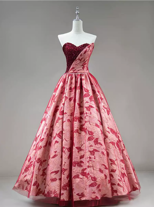 Robe de bal de princesse bustier à volants en satin long, robe de soirée C8117