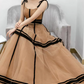 Robe de bal de princesse bustier à volants en satin long, robe de soirée C8117