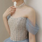 Robe de bal de princesse bustier à volants en satin long, robe de soirée C8117