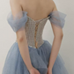Robe de bal de princesse bustier à volants en satin long, robe de soirée C8117