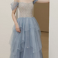 Robe de bal de princesse bustier à volants en satin long, robe de soirée C8117
