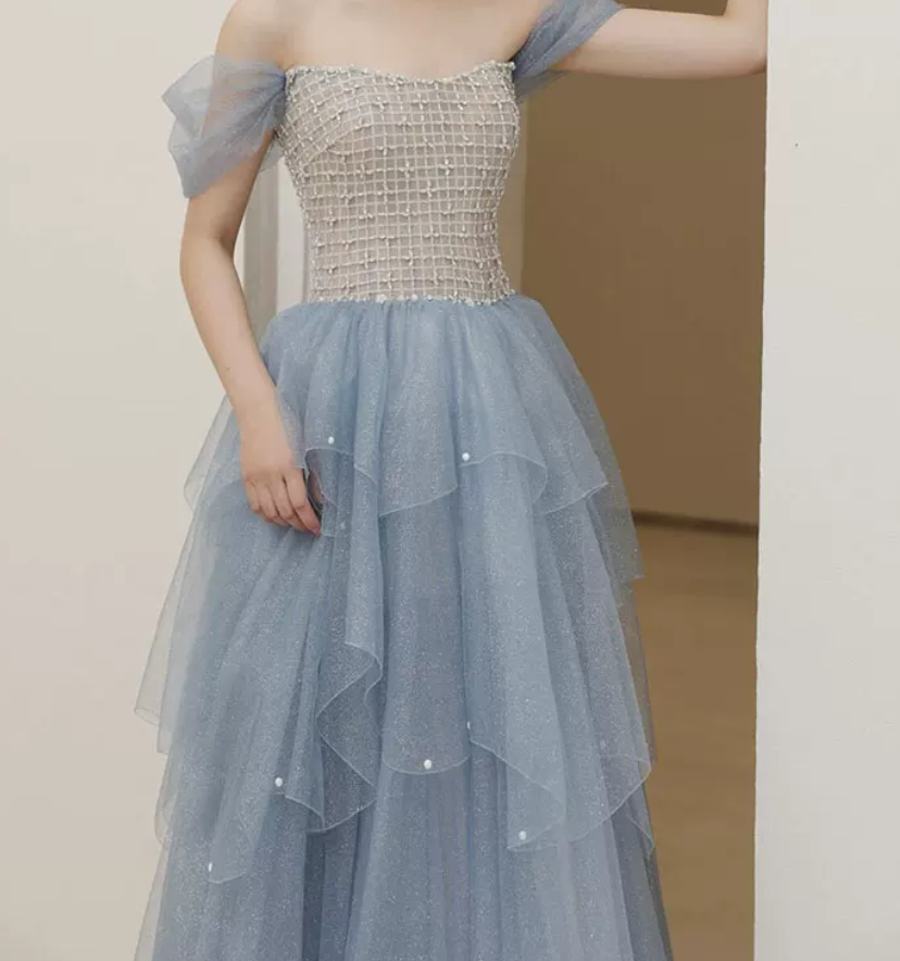 Robe de bal de princesse bustier à volants en satin long, robe de soirée C8117