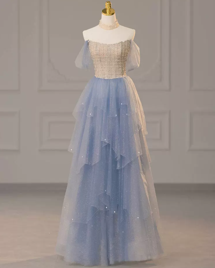 Robe de bal de princesse bustier à volants en satin long, robe de soirée C8117
