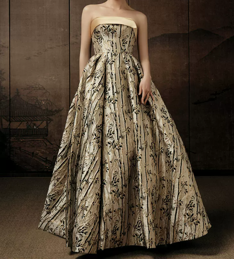 Robe de bal de princesse bustier à volants en satin long, robe de soirée C8117