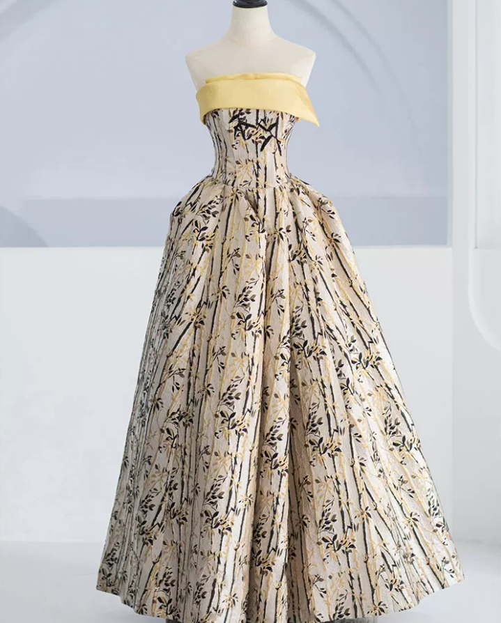 Robe de bal de princesse bustier à volants en satin long, robe de soirée C8117