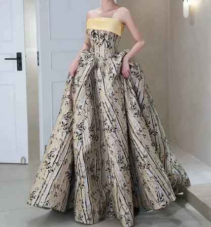 Robe de bal de princesse bustier à volants en satin long, robe de soirée C8117