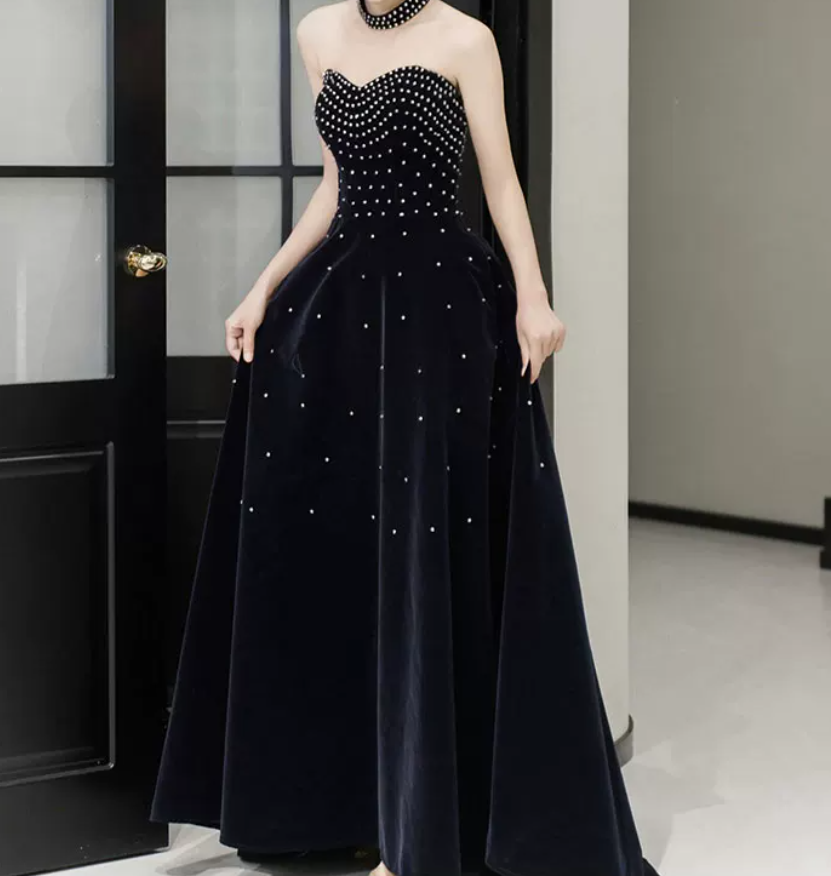 Robe de bal de princesse bustier à volants en satin long, robe de soirée C8117