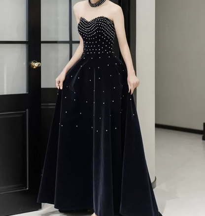 Robe de bal de princesse bustier à volants en satin long, robe de soirée C8117