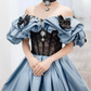 Robe de bal de princesse bustier à volants en satin long, robe de soirée C8117