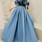 Robe de bal de princesse bustier à volants en satin long, robe de soirée C8117