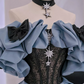 Robe de bal de princesse bustier à volants en satin long, robe de soirée C8117