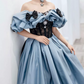 Robe de bal de princesse bustier à volants en satin long, robe de soirée C8117