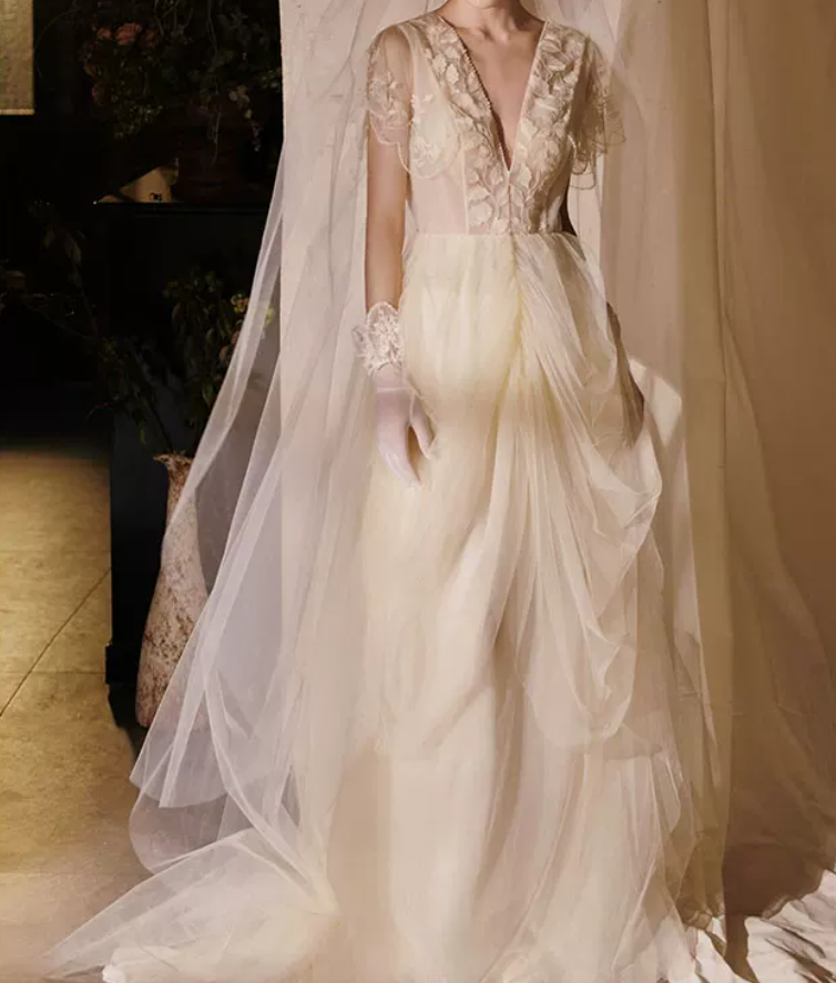 Superbe robe de mariée sirène bustier en satin et tulle, longue et en dentelle, C4563
