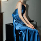 Robe de bal de princesse bustier à volants en satin long, robe de soirée C8117