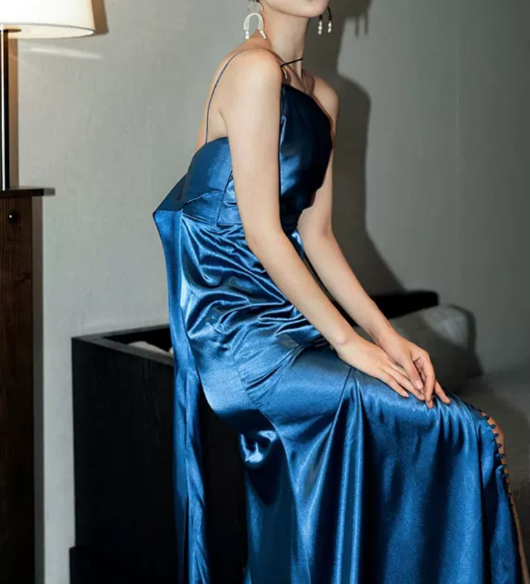 Robe de bal de princesse bustier à volants en satin long, robe de soirée C8117