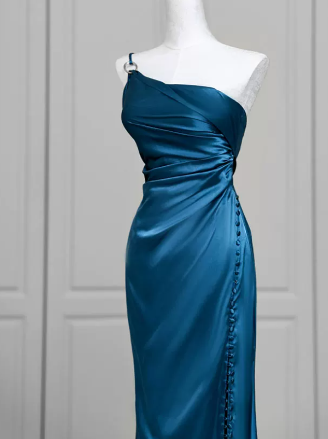 Robe de bal de princesse bustier à volants en satin long, robe de soirée C8117