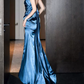 Robe de bal de princesse bustier à volants en satin long, robe de soirée C8117