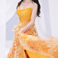 Robe de bal de princesse bustier à volants en satin long, robe de soirée C8117