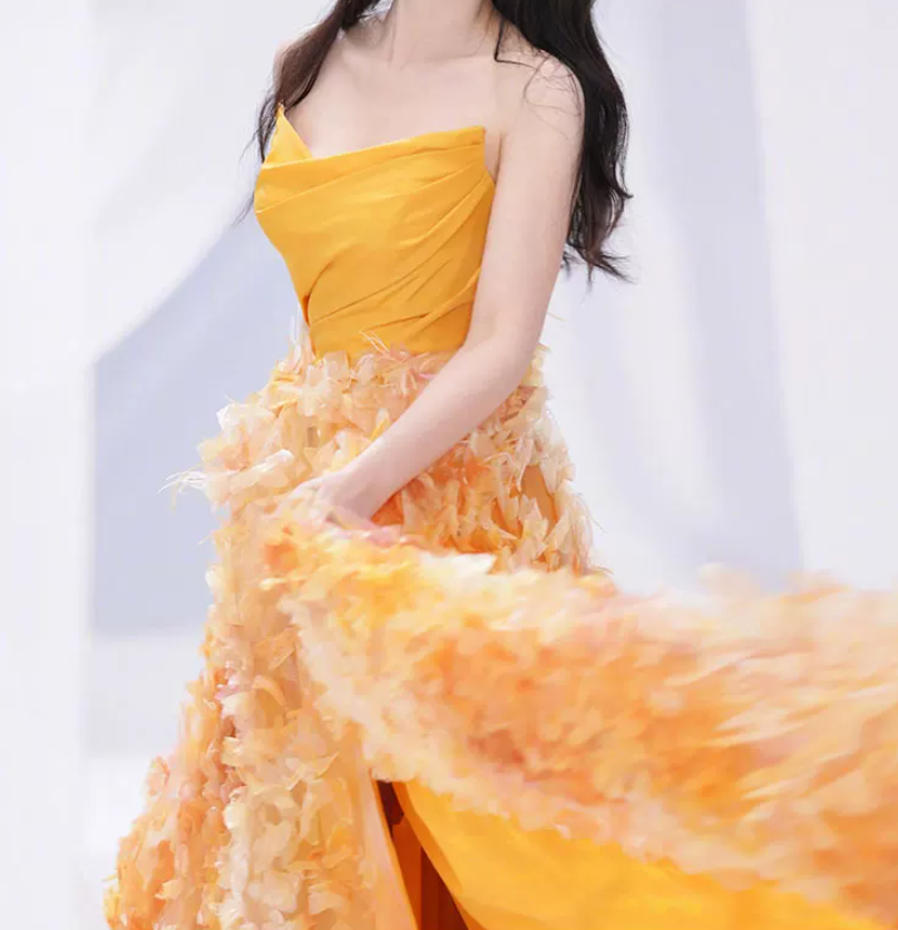 Robe de bal de princesse bustier à volants en satin long, robe de soirée C8117