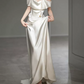 Superbe robe de mariée sirène bustier en satin et tulle, longue et en dentelle, C4563