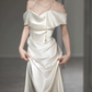 Superbe robe de mariée sirène bustier en satin et tulle, longue et en dentelle, C4563