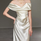 Superbe robe de mariée sirène bustier en satin et tulle, longue et en dentelle, C4563