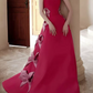 Robe de bal de princesse bustier à volants en satin long, robe de soirée C8117