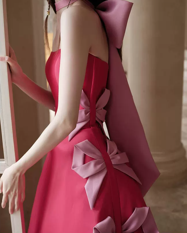 Robe de bal de princesse bustier à volants en satin long, robe de soirée C8117
