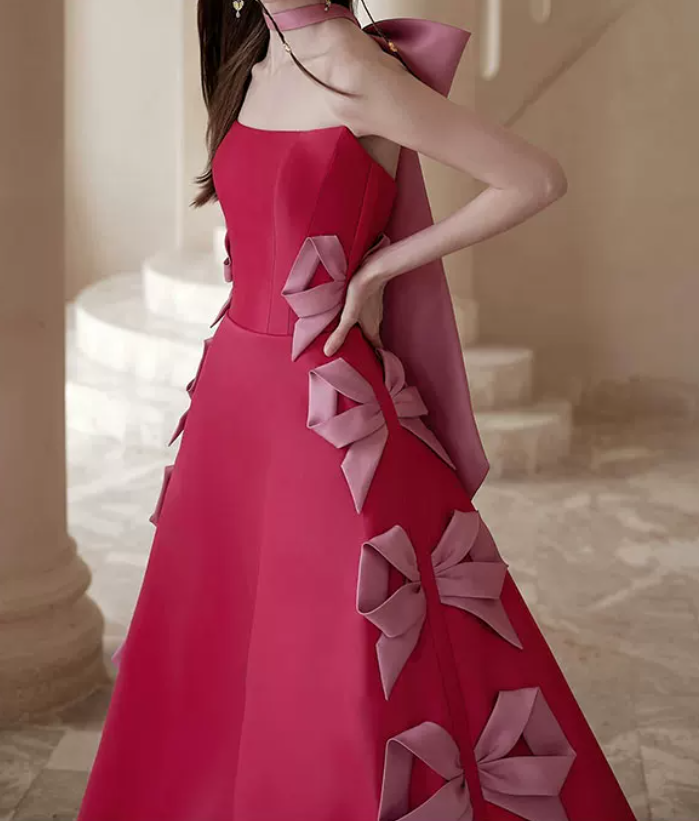 Robe de bal de princesse bustier à volants en satin long, robe de soirée C8117