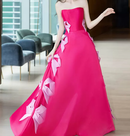 Robe de bal de princesse bustier à volants en satin long, robe de soirée C8117