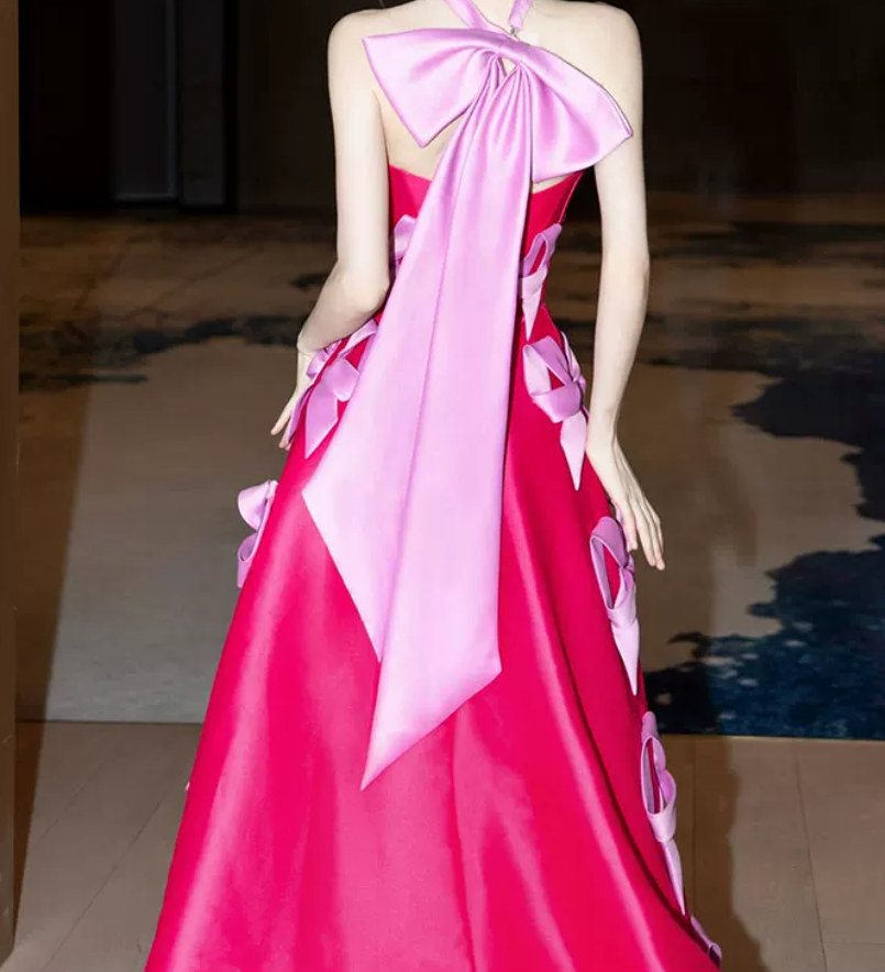 Robe de bal de princesse bustier à volants en satin long, robe de soirée C8117