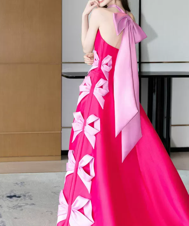 Robe de bal de princesse bustier à volants en satin long, robe de soirée C8117