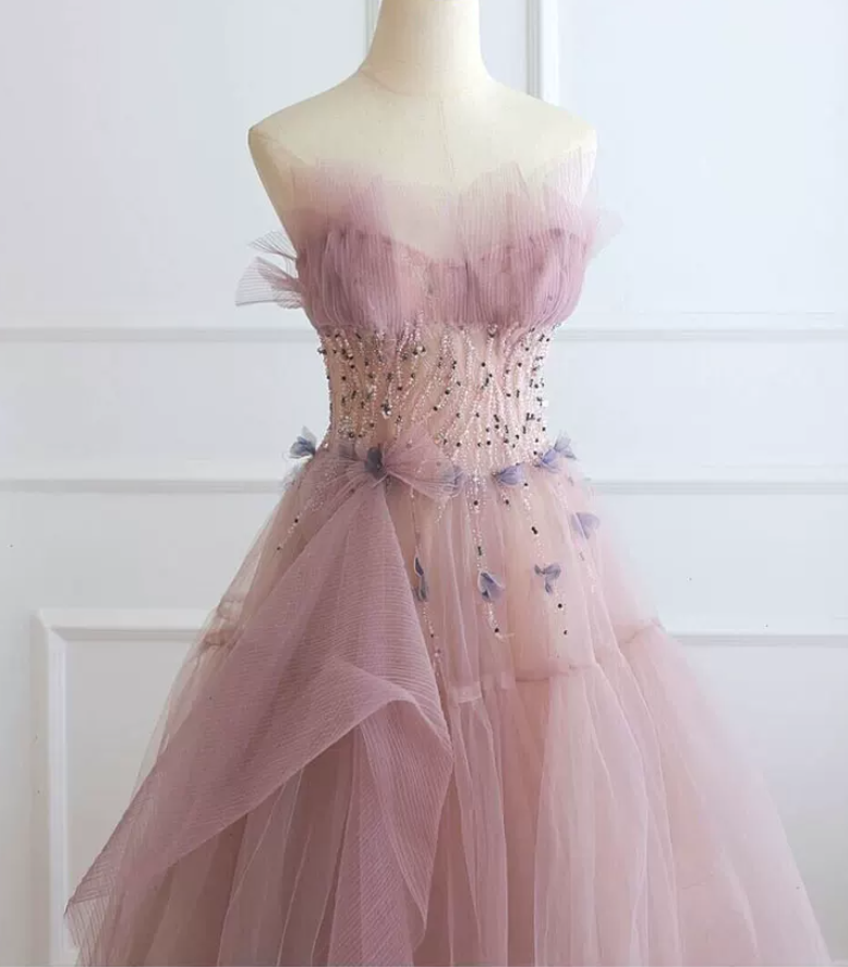 Robe de bal de princesse bustier à volants en satin long, robe de soirée C8117