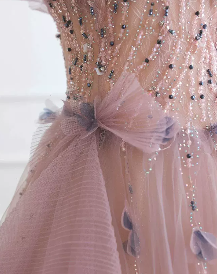 Robe de bal de princesse bustier à volants en satin long, robe de soirée C8117