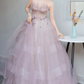 Robe de bal de princesse bustier à volants en satin long, robe de soirée C8117