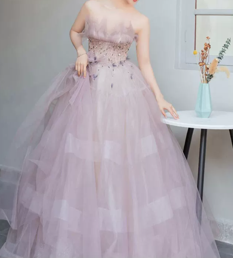 Robe de bal de princesse bustier à volants en satin long, robe de soirée C8117