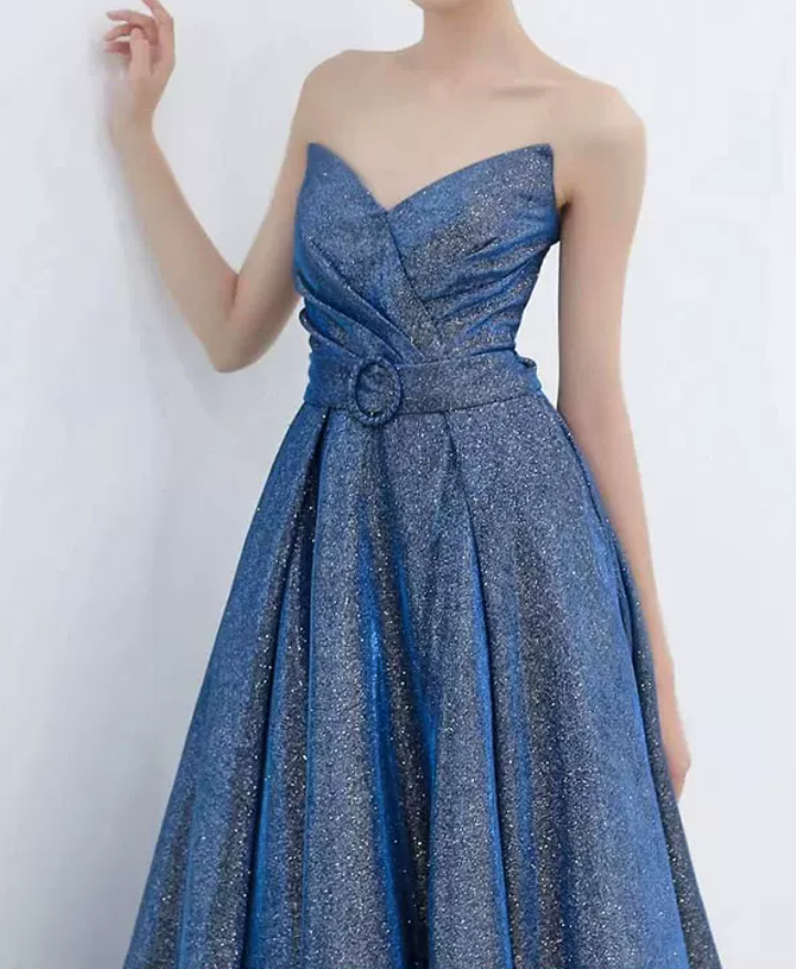 Robe de bal de princesse bustier à volants en satin long, robe de soirée C8117