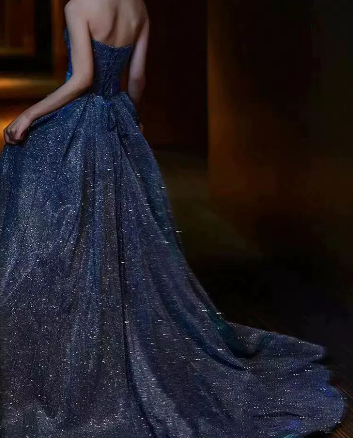 Robe de bal de princesse bustier à volants en satin long, robe de soirée C8117