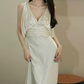 Robe de bal de princesse bustier à volants en satin long, robe de soirée C8117