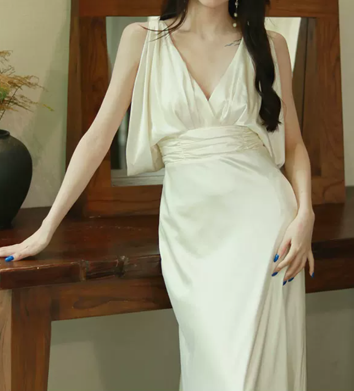 Robe de bal de princesse bustier à volants en satin long, robe de soirée C8117